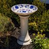 Tall Porcelain Birdbath with Hand Painted Patterns