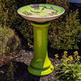 Tall Porcelain Birdbath with Hand Painted Patterns (Style: Saguramo)