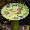 Tall Porcelain Birdbath with Hand Painted Patterns