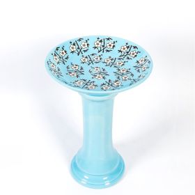 Tall Porcelain Birdbath with Hand Painted Patterns (Style: Eloise)