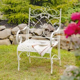 "Gaia" Iron Garden Armchair (Color: Antique White)