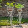 Set of 2 Standing Iron Basket Plant Stands "London 1820"