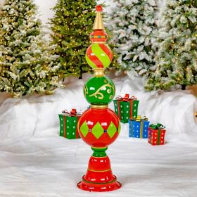 5.5 ft. Tall Classic Christmas Ornament Tower (Color Combination: Red & Light Green)