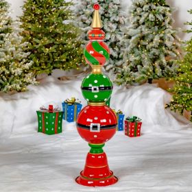 5.5 ft. Tall Classic Christmas Ornament Tower (Color Combination: Red & Dark Green)