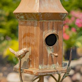 Victoria Iron Birdhouse on Stake (Color: Antique Copper)