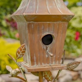 Riga Iron BIrdhouse on Stake (Color: Antique Copper)