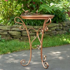 Shallow Birdbath with Three Leg Stand (Color: Copper)