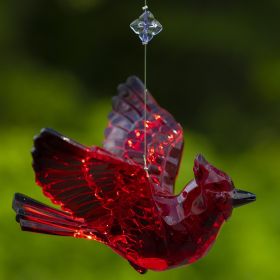 Hanging Acrylic Cardinal Ornaments with Snowflake Details (Color: Smoke)