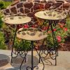 Set of 3 Frosted Gold Iron Birdbaths