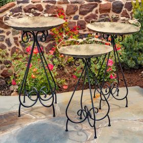 Set of 3 Frosted Gold Iron Birdbaths (Style: Birds)