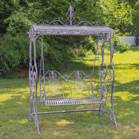 "Giorgi" Iron Swing Bench (Color: Blue/Bronze)