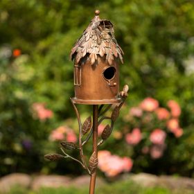 Country Style Iron Birdhouse Stake with Varying House Shapes (Style: Round House)