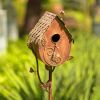 Country Style Iron Birdhouse Stake with Varying House Shapes