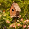 Country Style Iron Birdhouse Stake with Varying House Shapes