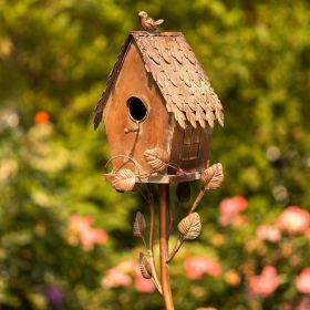 Country Style Iron Birdhouse Stake with Varying House Shapes (Style: Cottage House)