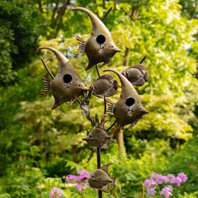 Coastal Style Birdhouse Stake with Fun Sea Shapes (Style: Angel Fish)