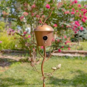 Antique Copper Finished Iron Birdhouse Stake, Varying Roofs (Style: Dome Roof)