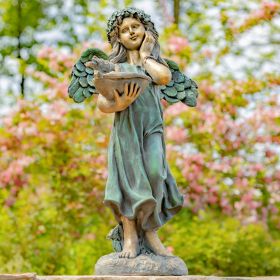 Angel Statue with Birdbath "Jazmin" (Color: Bronze)