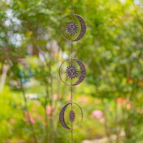 Long Antique Bronze Rain Chain in Fun Shapes (Style: Crescent Moon & Sun)