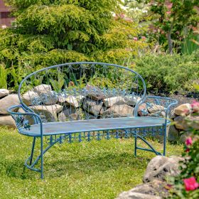 Garden Bench with Curved Back "Paris 1968" (Color: Cobalt Blue)