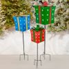 Set of 3 Assorted Christmas Gift Boxes Iron Garden Stakes