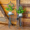 Set of 2 Victorian Style Metal Birdcage Planters "London 1820"