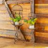 Set of 2 Hourglass Shaped Iron Bird Cage Plant Stands "London 1820"