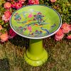 Short Porcelain Birdbath with Hand Painted Patterns