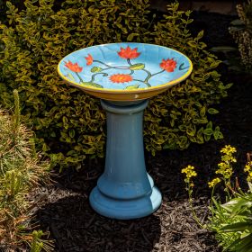 Short Porcelain Birdbath with Hand Painted Patterns (Pattern: Odeletta)