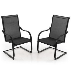 Mosaic Folding Bistro Chairs with Ceramic Tiles Seat (Color: Black)