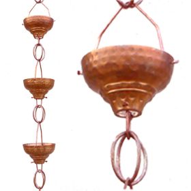 Rain Chain with Catching Shapes (Style: Hammered Funnel Shape Cups)