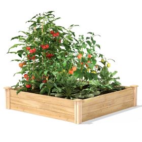 Wood Raised Garden Bed Planter Box (Color: Pine)