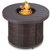 50,000 BTU Wicker LP Propane Fire Pit with Faux Wood Tabletop and Cover