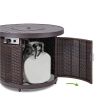 50,000 BTU Wicker LP Propane Fire Pit with Faux Wood Tabletop and Cover