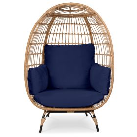 Oversized Wicker Rattan Egg Chair (Color: Dark Blue)