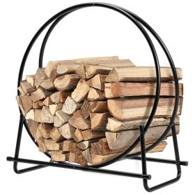 Round Steel Hoop Firewood Storage Rack (Size: Small)