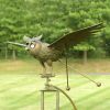 Winslow the Iron Rocking Owl with Moving Wings Garden Stake