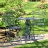 Three Piece Metal Bistro Set with Two Folding Chairs & One Round Table