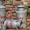 Set of 3 Galvanized Old Style Milk Jug Planters