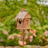 Country Style Iron Birdhouse Stake with Varying House Shapes