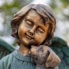 "Kaileigh" the Magnesium Angel Statue Holding Dog