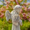 "Sopia" the Magnesium Angel Statue Holding Bouquet