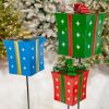 Set of 3 Assorted Christmas Gift Boxes Iron Garden Stakes