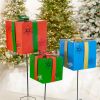 Set of 3 Assorted Christmas Gift Boxes Iron Garden Stakes