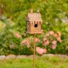 Country Style Iron Birdhouse Stake with Varying House Shapes