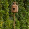 Birdhouse Garden Stake in Antique Copper and Varying Styles