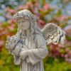 "Sopia" the Magnesium Angel Statue Holding Bouquet