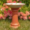 Short Porcelain Birdbath with Hand Painted Patterns