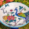 Short Porcelain Birdbath with Hand Painted Patterns