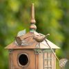 Birdhouse Garden Stake in Antique Copper and Varying Styles